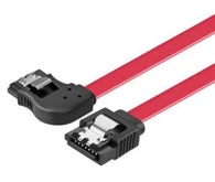 สายเคเบิล SATA III ความเร็ว 6.0 Gbps ตรงไปยังสายเคเบิลมุมขวาพร้อมด้วยสลักล็อคสีแดง